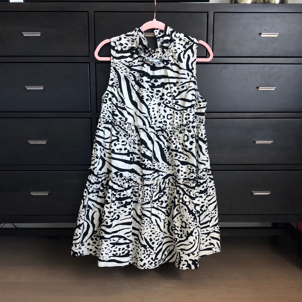 Black & White Animal Print Mini Dress